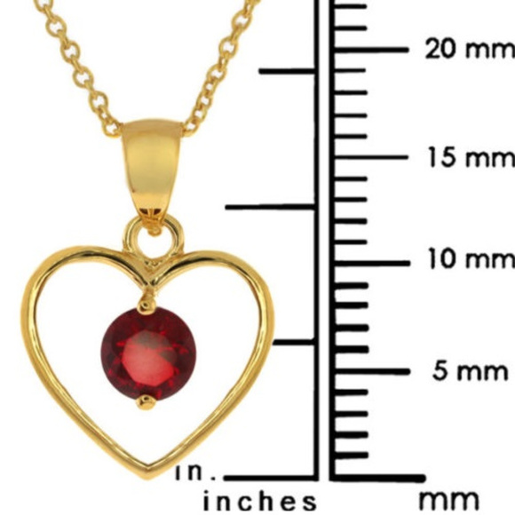 ❤️5/$15💚 Dainty Small Tiny Gold Heart With Red Crystal Pendant - Picture 2 of 2
